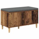 vidaXL Gangbenk med pute med lagring Gammelt tre 80 x 38 x 46 cm