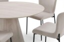 Siena spisegruppe rund 150 cm hvitlasert med 6 Elsie spisestoler   Hvitlasert/beige