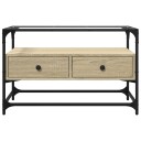  TV-benk med glasstopp sonoma eik 80x35x51 cm konstruert tre 846060