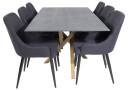 Venture Design Piazza & Plaza spisegruppe Grå/svart 6 st stoler & bord 180 x 90 cm
