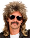 Brun og Blond Mullet Parykk med Løsbart 80/90 Tallet 10297