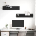  Vegghyller 2 pcs Svart eik 80 x 11.5 x 18 cm Konstruert tre