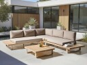 Hjørnesofa utendørs med bord 5 seter Mykonos høyrevendt akasietre   Beige/brun