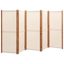 vidaXL Romdeler 5 paneler kremhvit 350x180 cm