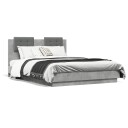  Sengeramme med hodegavl betonggrå 135x190 cm konstruert tre 8721012276925