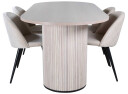 Venture Design Bianca & Velvet spisegruppe Beige/natur 4 stoler & bord 200 x 90 cm