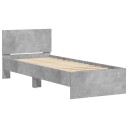  Sengeramme med hodegavl og LED-lys betonggrå 90x190 cm 8721012241879
