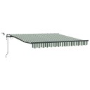 Automatisk uttrekkbar markise med LED grønn og hvit 300x250 cm  Markise erstatningsstoff for 3x2,5 m ramme grønn og hvit