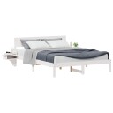 Sengeramme med nattbord Hvit 150 x 200 cm Heltre furu