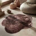 Rundt Bølgete Teppe   Aranga Super Soft Fur mørk brun Størrelse: Ø 80 cm