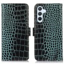 Samsung Galaxy S23 FE Crocodile Series Lommebok-deksel i Lær med RFID Grønn