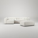Decotique Grand 4 Seter Sofa Divan Venstre åpent endestykke med Fotskammel Steam White