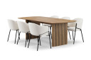 Bark Richeto Spisebord 210 cm med 6 Filip Spisestoler   Naturlig finish / Hvit Bouclé