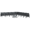  Hagesofa Set 10 pcs Antrasitt Stål