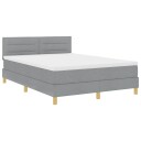  Box Spring Seng med Madrass & LED Lys Lysegrå 160x200 cm Stoff