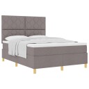  Box Spring Seng med Madrass Taupe 160x200 cm Stoff