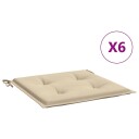 vidaXL Utendørs stolputer 6 stk beige 40x40x4 cm oxfordstoff