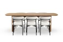 Richeto spisebord 240 cm med 6 Lucy spisestoler - Naturlig finish / hvit bouclé / metallben svart