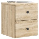  Vegghengt Nattbord med skuff 2 pcs Sonoma eik 34,5 x 33 x 40 cm