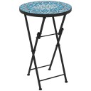 Sidebord sammenleggbart hagebord med mosaikkdesign diameter 35,5 x 55 cm rundt værbestandig balkongbord laget av metall camp