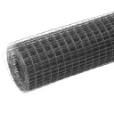 vidaXL Trådgjerde kylling stål med PVC belegg 10x1 m grå