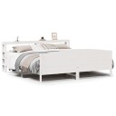  Sengeramme med madrass hvit 200x200 cm heltre furu 3306214