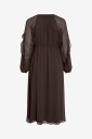 Vila   Midikjole Vitiro V neck L/s Flounce Midi Dres   Brun