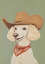 Cowboy Poodle Dog Plakat Plakat / 50x70cm
