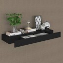 Demo - Vegghylle med skuff 80x25x8 cm - sort