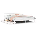  Sengeramme med skuffer hvit 180x200 cm heltre furu