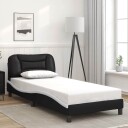  Sengeramme med LED-lys svart og hvit 180x200 cm kunstig lær 8721012356122