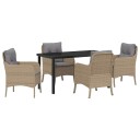 vidaXL Hage Spisegruppe med pute 5 pcs Beige polyrotting