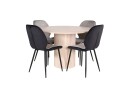 Venture Home Bianca Spisegruppe 110 cm Rund med 4 Emsa Stoler Sort