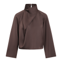 Cira Blouse Black Coffee S Satin blouse with twist