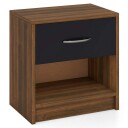 Nattbord med skuff Lite sidebord med åpent rom 38,5 x 28 x 40,5 cm brun + svart