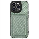 iPhone 15 Pro Magnetisk Deksel med Kortlomme Karbonfiber Grønn