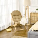 Avslappingsstol polstret sammenleggbar stol hvilestol hvilestol spisestuestol med linlook for stue bøk 71 x 89 x 96 cm bru