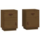 vidaXL Nattbord 2 stk honningbrun 40x34x55 cm heltre furu