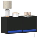  Vegghengt TV-benk med LED svart 80x31x35 cm 852356