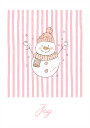 Snowman Joy   Pink Stripes Plakat Plakat / 40x50cm