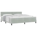  Box Spring Seng med Madrass Lys Grå 200x200 cm Fløyel