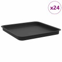 vidaXL Firkantet Blomsterbrett 24 pcs Svart 36 x 36 x 2.5 cm Plast