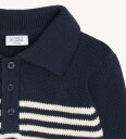 Hust and Claire Genser   Strikk   HCPelle Stripe   Blues   Hust and Claire   4 år (104)   Genser Brun Hvit Marineblå