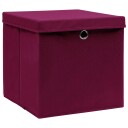 vidaXL Oppbevaringsbokser med deksler 10 stk 28x28x28 cm mørkerød