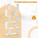 5 etasjes S formet bokhylle – hvit plassbesparende design