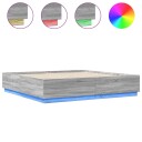  Sengeramme med LED-lys grå sonoma 180x200 cm konstruert tre 8721012273306