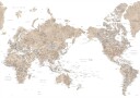 Pacific centered world map in taupe Plakat Plakat / 50x70cm