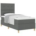  Box Spring Seng med Madrass Mørkegrå 90x200 cm Stoff