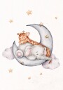 Babyelefant & Sjiraff Sover på Skyen Plakat Plakat / 30x40cm