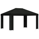 vidaXL Paviljong 4 × 3 m Svart Polyester og stål 190 gsm